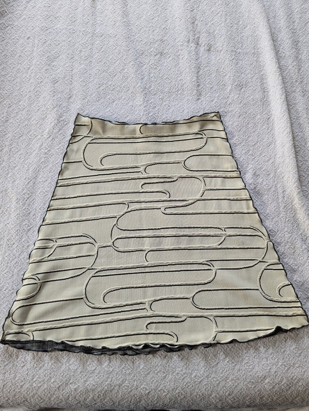 Haystacks Cream & Black Swirl Scalloped Bias Midi Skirt Women's Medium